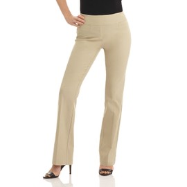 Rekucci Womens Ease into Comfort Stretchy Business Casual Bootcut Pull-On Everyday Office Pant in Regular/Tall/Petite Sizes (6, Stone)