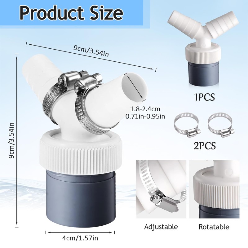 KAIYAYA Double Connection for Washing Machine, Washing Machine Drain Adapter