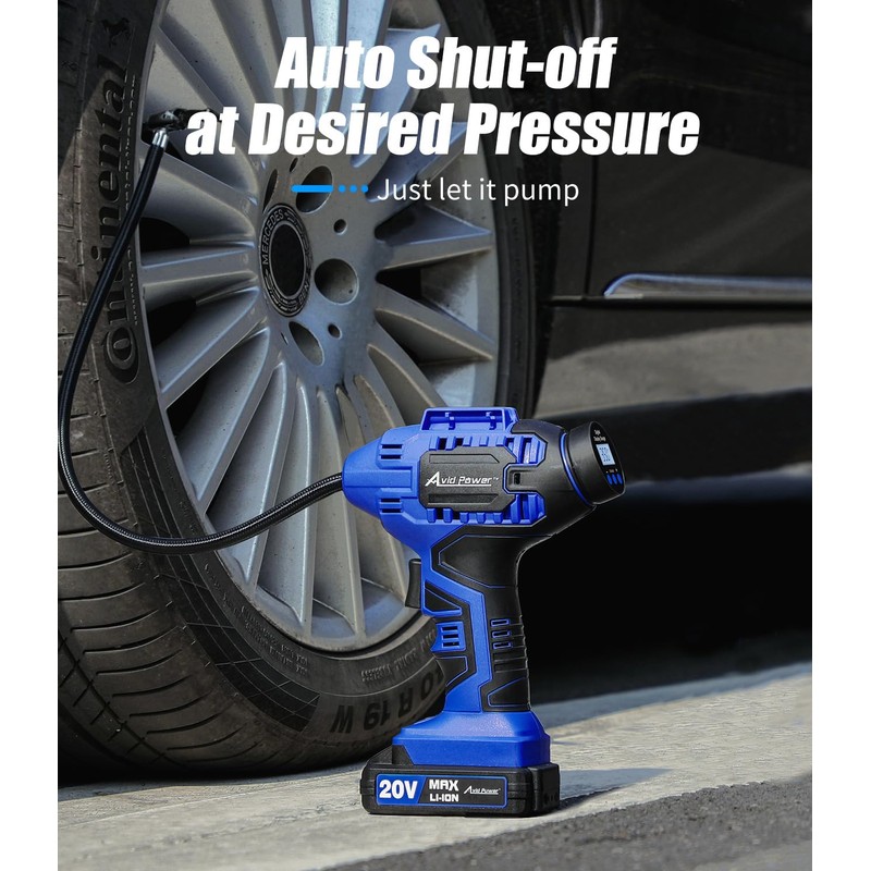Avid Power Cordless Tire Inflator Portable Air Compressor, 20V Rechargeable