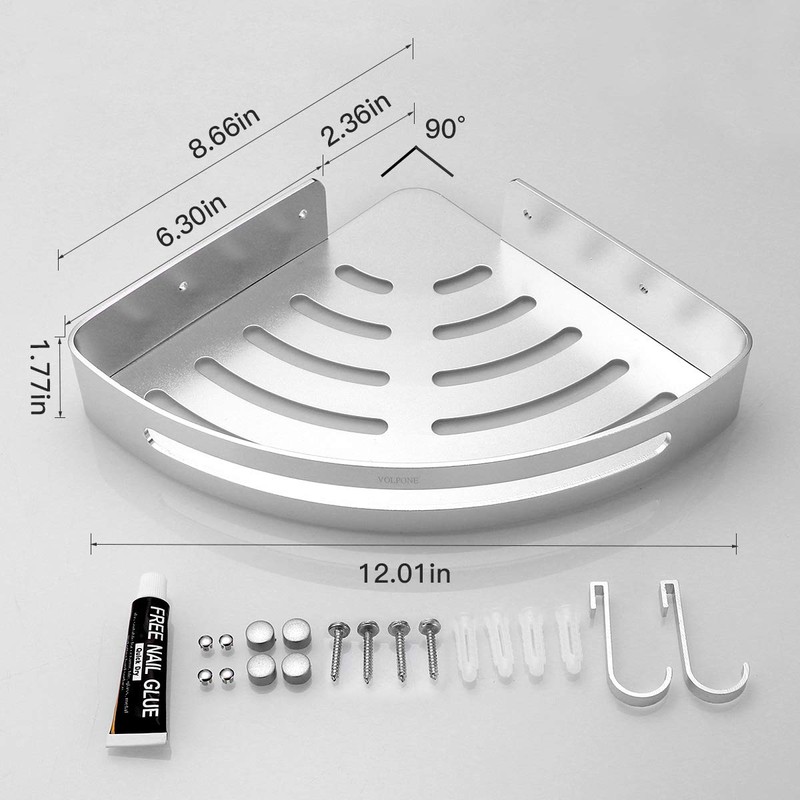 VOLPONE Shower Corner Shelf 2 Pack Bathroom Corner Shower Caddy