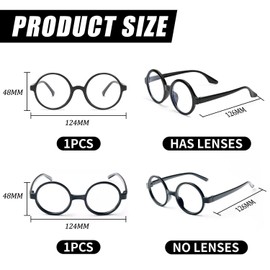 VEHYEGOI 2 Pieces Retro Round Glasses, Nerd Glasses, Round Frame Glasses, Glasses Without Glass, Fake Glasses