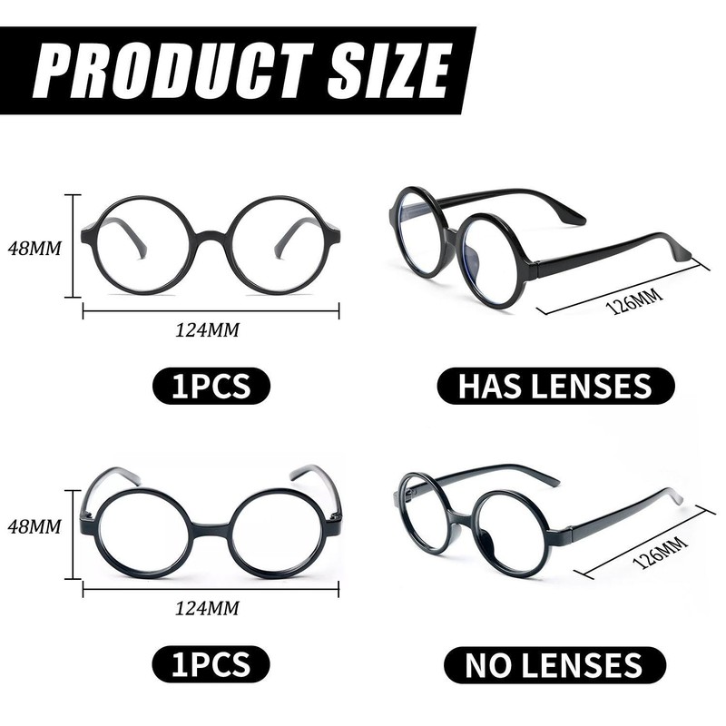 VEHYEGOI 2 Pieces Retro Round Glasses, Nerd Glasses, Round Frame