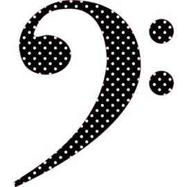 StickerTalk Polka Dot Bass Clef Vinyl Sticker, 4.5 inches by 5 inches