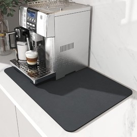 Coffee Mat 15.7*19.7 Inch, 50*40cm Dish Drying Mat for Kitchen Counter Bar, Stain Hiding Rubber Backed Absorbent Bar Mat Pad, Dark Grey (5)