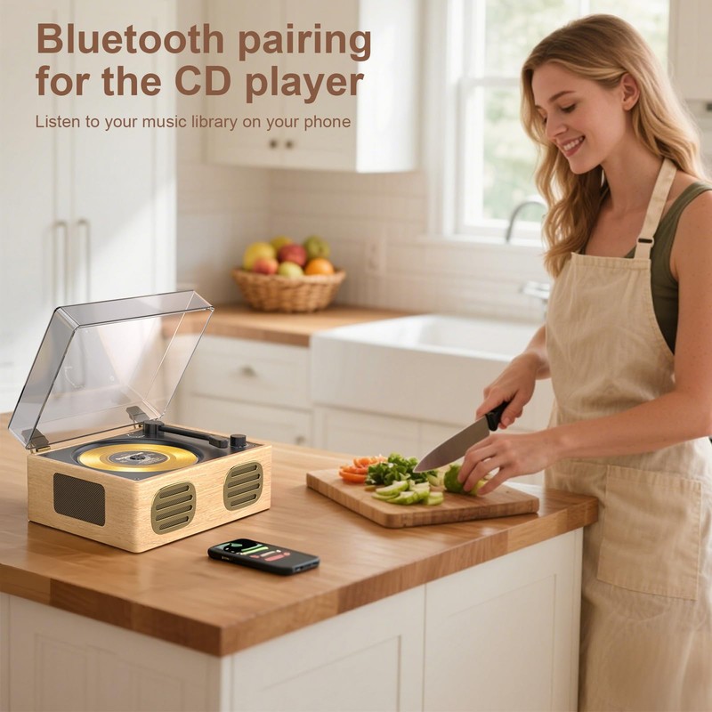 MANGOSTAN Portable CD Player with Speaker, Retro CD Player with