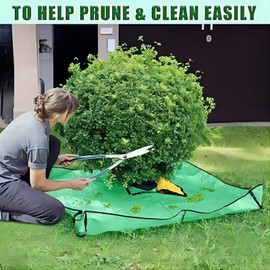 Landscape Tarp for Trimming, Waterproof Garden Tree Pruning Tarp Bush Trimming Catcher with Hole, Four Corners Has Corner Buckles Can Stand Up Fasten Around Trees and Shrubs, 78.7“X 78.7”