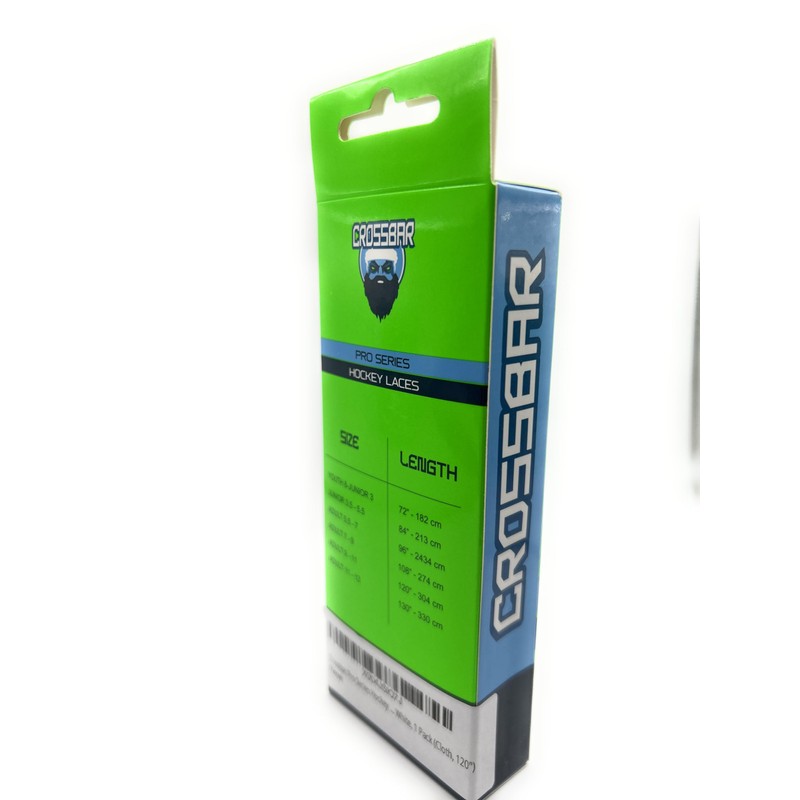 Crossbar Pro Series Hockey Laces, White, 1 Pack (Waxed, 120")