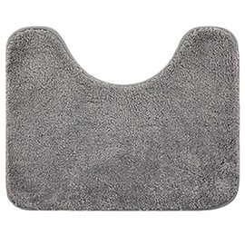 JUJUGO Toilet Mat, U-Shaped Bath Mat, Absorbent, Quick Drying, Anti-Slip, Nordic Plain, Door Mat, Fluffy, Rectangular Mat (Grey)