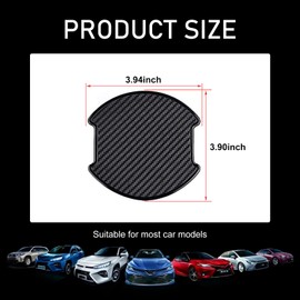 Ferianl 4PCS Car Door Handle Scratch Protector, 3D Carbon Fiber Auto Door Bowl Sticker, Universal Anti-Scratch Doors Handle Paint Protection Film, for Most Vehicles