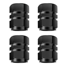 PLABBDPL Tyre Valve Caps 4 Pieces Aluminum Car Wheel Dust Cap Car Tire Marker with Hex Joint Universal Tyre Valve Caps (Black)