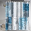 Lnond 4Pcs Bathroom Sets with Shower Curtain and Rugs, Blue