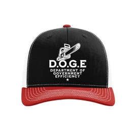 Trenz Shirt Company Mens Political Musk Doge Chainsaw Mesh Back Trucker Hat-Black/Red/White