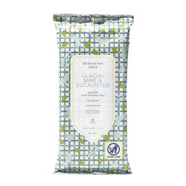 Beekman 1802 Glacial Mint & Eucalyptus Face Wipes - 30-Count - Scented - Cleanses, Nourishes & Hydrates - With Goat Milk, Aloe Vera & CoQ10 - Good for Sensitive Skin - Cruelty Free