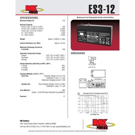 MK Battery ES3-12 Maintenance-Free Rechargeable Sealed Lead-Acid Battery