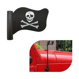 Povtii Pirate Flag Car Antenna Topper, Skull Crossbones Partern Automotive Antenna Topper, Cool Pirate Flag Shaped Auto Antenna Ball for Most Vehicles, Universal Car Accessories (1 PCS)