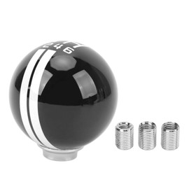 AMAKO 6 Speed Car Racing Gear Shift Knob, Shelby GT500 Style Round Ball Shift Knob with 3 Adapters for Ford Manual Vehicle (Black and White)