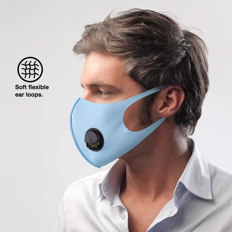 NUÜR 2 Pcs Reusable Face Mask, with Air Valve and