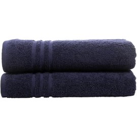 Textile Do Pack of 2 Large Jumbo Bath Sheets (75 x 150 cm-500 GSM) 100% Egyptian Cotton Super Soft Big Bath Sheet Towel Set Body Wrap (Cotton, Navy Blue)