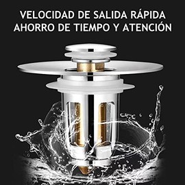 Topsky Conjunto de 2 Tapones Emergentes para Fregadero: Colador de Drenaje Antiobstrucción para Agujeros de 1.1 a 1.49 Pulgadas. Instalación Rápida y Efectiva