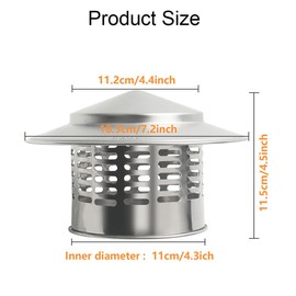 SOEKAVIA 8" Round Chimney Caps, Tapered Top Chimney Cap with Screen, All Weather Chimney Caps Roof Top Round Roof Vent, Perfectly Insulated Roof Vent Caps Vent Caps