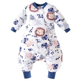 Chilsuessy Baby Winter Sleeping Bag with Feet for Small Children All-Year Winter Sleeping Bag Pyjamas for Boys and Girls, Removable Sleeves, A Zebra Lion / 2.5 Tog, 90/Baby Height 100-110 cm