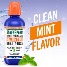 TheraBreath Healthy Gums Oral Rinse, Antigingivitis, Clean Mint Flavor, Dentist Formulated to Help Prevent Gingivitis and Support Gum Health, Alcohol Free, 1 Liter