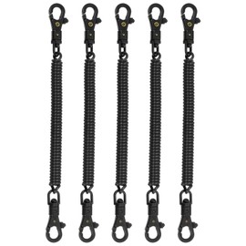 PATIKIL Retractable Coil Springs Keychain, 5 Pack Anti-lost Key Chain Holder Lanyard Cord with Plastic Lobster Clasp for Keys Wallet, Black