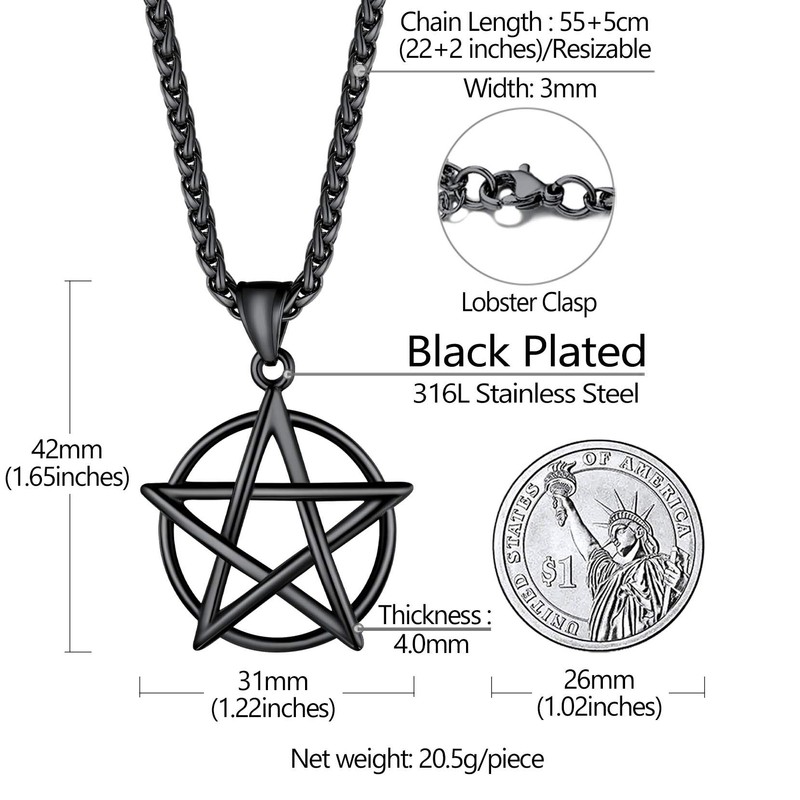 Richsteel Satanic Necklace For Men Witch Pendant Pentagram Necklaces Mens