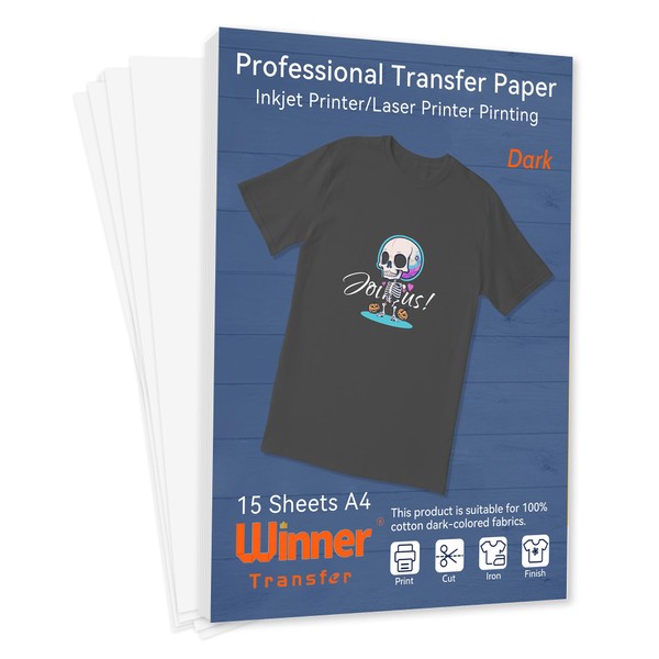 WinnerTransfer Professional Heat Transfer Paper Dark Color A4 15 Sheets