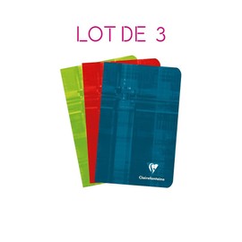 Clairefontaine 663602AMZC Set of 3 Booklets, 48 Sheets, 11 x 17 cm, 90 g, Squared, 1 Set, Assorted Colours