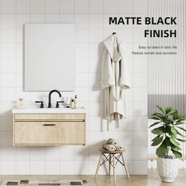 TRUSTMI Matte Black Bathroom Faucet Brass 2 Handle 8 Inch Widespread Lavatory Vanity Faucet with Metal Overflow Sink Drain