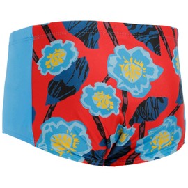 Kes-Vir Boy's Swim Trunks, Floral Blue with Built-in Waterproof Inner Briefs Incontinence Swimwear, Chlorine Resistant UVF 50+ Fabric, Age 11-12 Years