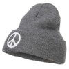 e4Hats.com Peace Symbol Embroidered Long Beanie - Grey OSFM
