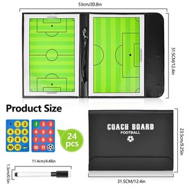 flintronic Football Tactics Board, Football Coaching Board Magnetic, Double Foldable Sided Soccer Dry-Erase Board, Portable Football Training Board, with Marker Pen and Zipper Bag