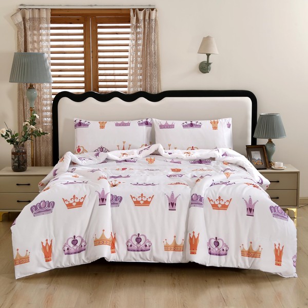 SDIII White Princess Comforter Set Twin with 2 Pillowcases Soft