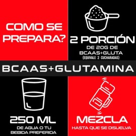 Suplemento Bcaas + Glutamina 1kg Maximo Sabores Moras