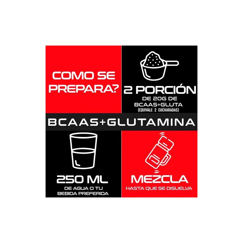 Suplemento Bcaas + Glutamina 1kg Maximo Sabores Moras