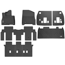 XINSHANGXIU Floor Mats & Cargo Liner for 2025 Kia Carnival Hybrid MPV (Hybrid 8 Passenger Models Only),TPE All Weather Rubber Car Mats Accessories(Trunk Mat+Backrest Mat+Floor Mat)