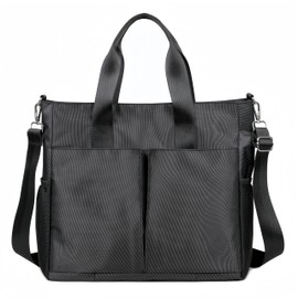 YCPURSEDN Oxford Canvas Tote Bag for Women,Crossbody Shoulder Bags for Men,Laptop Work Bag,Waterproof Nylon Multi Pocket Handbags for Teacher,Travel,Work,Outdoor,Black