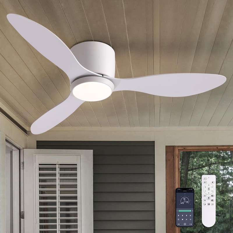 Nuoqiso 42 Inch Flush Mount Ceiling Fans with Lights and