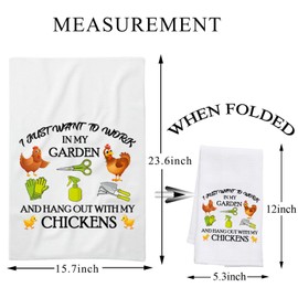 PLITI Chicken Kitchen Towel I Just Want To Work In My Garden And Hang Out With My Chickens Gift Gardener Chicken Lover Gift (Hang out chickens TWU)