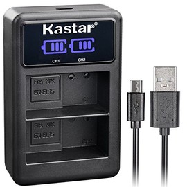 Kastar LCD Dual Charger for Nik EN-EL15 Battery, Nik MH-25 Charger and Nik 1 V1 D500 D600 D610 D750 D800 D800E D810 D810A D850 D7000 D7100 D7200 D7500 Digital Cameras