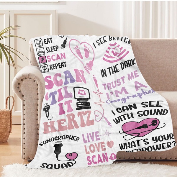 Absacie Sonographer Gifts Blanket, Ultrasound Tech Student Gifts, Sonographer Soft