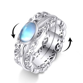 POPLYKE Sunflower Fidget Rings for Anxiety 925 Sterling Silver Spinner Rings for Women Anti Stress Mood Rings Gifts, Sterling Silver