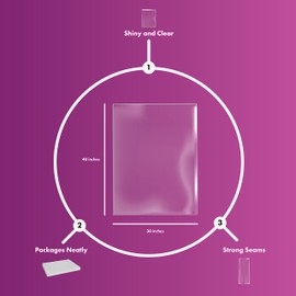 Clear Basket Bags, Large Clear Cellophane Wrap for Baskets & Gifts 30"x 40" 1.5 Mil Thick (20 Pack)