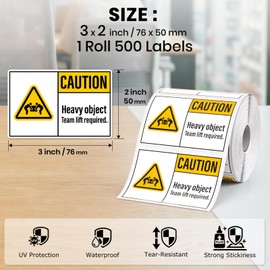 YIKIADA 500 PCS Caution Heavy Object Stickers Team Lift Required Labels