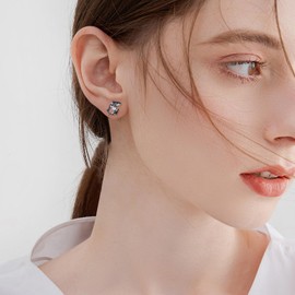 POPLYKE Two Killer Whales Orca Ocean Stud Earrings For Women 925 Sterling Silver Hypoallergenic Mom Daughter Mothers Day Earrings Jewelry