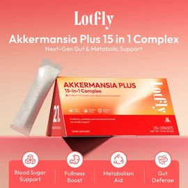 LOTFLY Akkermansia Plus 15-in-1 Powder | 20 Billion TFU Akkermansia with Prebiotic Fibers & Trace Minerals | Supports Gut Health & Metabolic Balance | Specification: 7CT - BAG