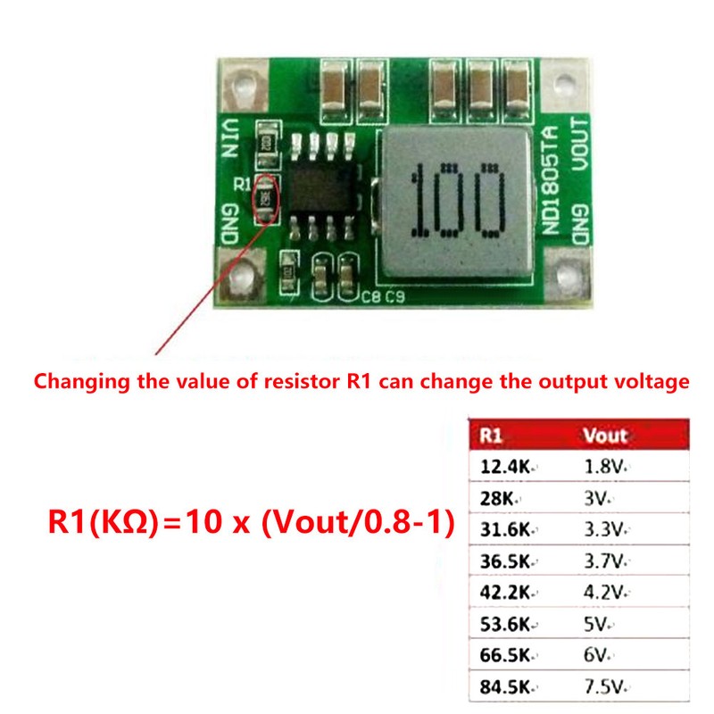 2Pcs Step Down Module 5-18V to 3/3.3v 3.7/4.2v 5v 6V