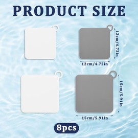8 PCS Shower Drain Cover Silicone Shower Drain Cover Floor Drain Anti-Odor Mat Drain Covers to Keep Bugs out for Kitchen Bath Bathroom Toilet Kitchen and Laundry, Grey, White, Two Sizes